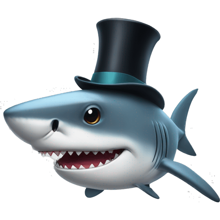 Shark with a top hat emoji