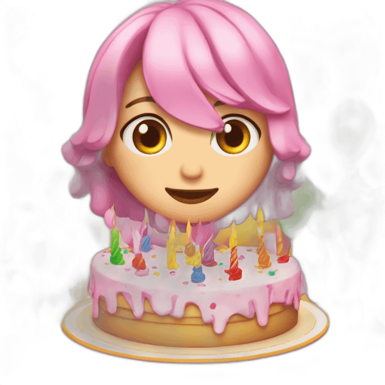 Una tarta de cumpleaños con ojos emoji