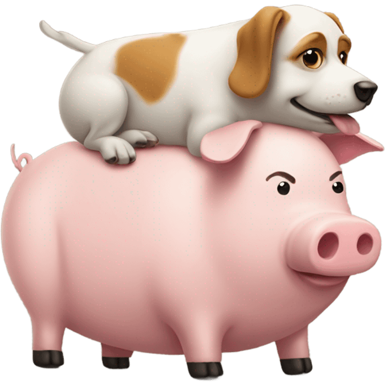 A dog riding a pig emoji