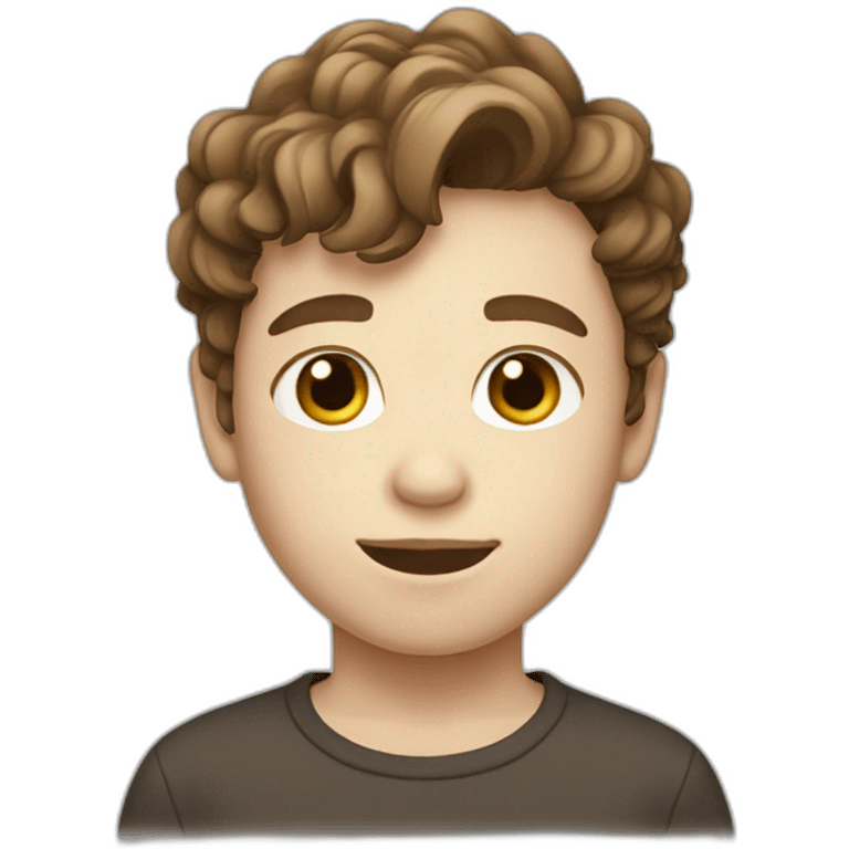 a boy with white skin and short, brown, wavy hair emoji