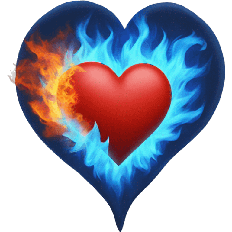 red heart inside blue fire emoji