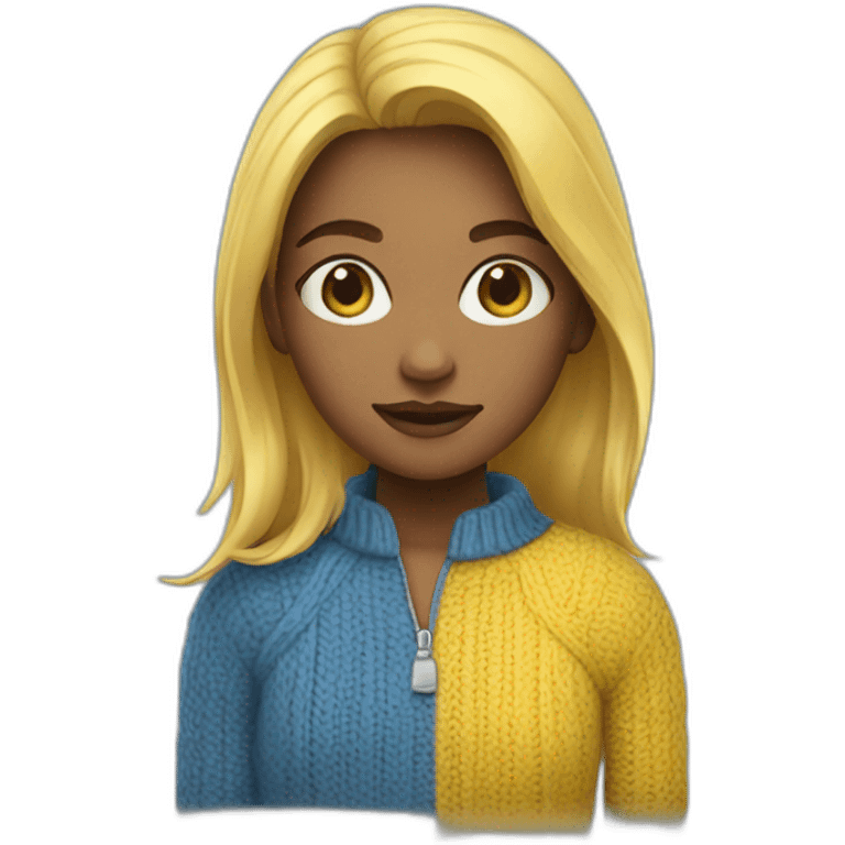 Girl in blue and yellow sweater emoji