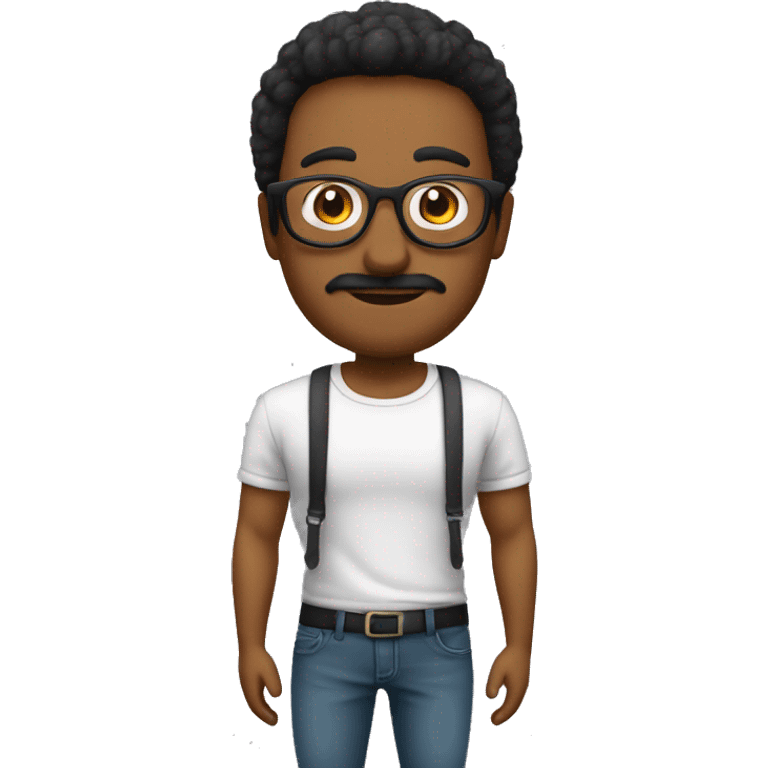 pelo negro sin barba sin bigote cuerpo entero con gafas emoji