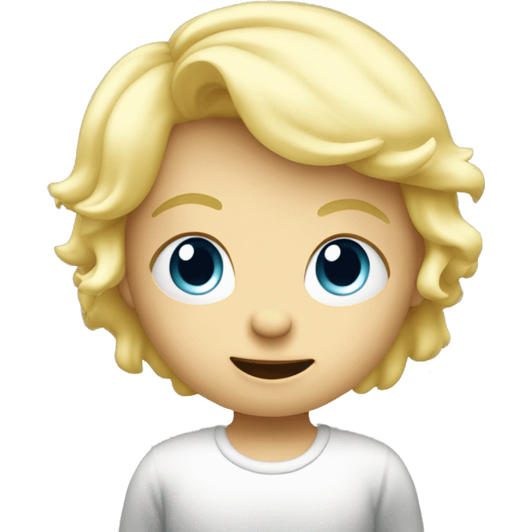 talking blond child with speech bubble near emoji