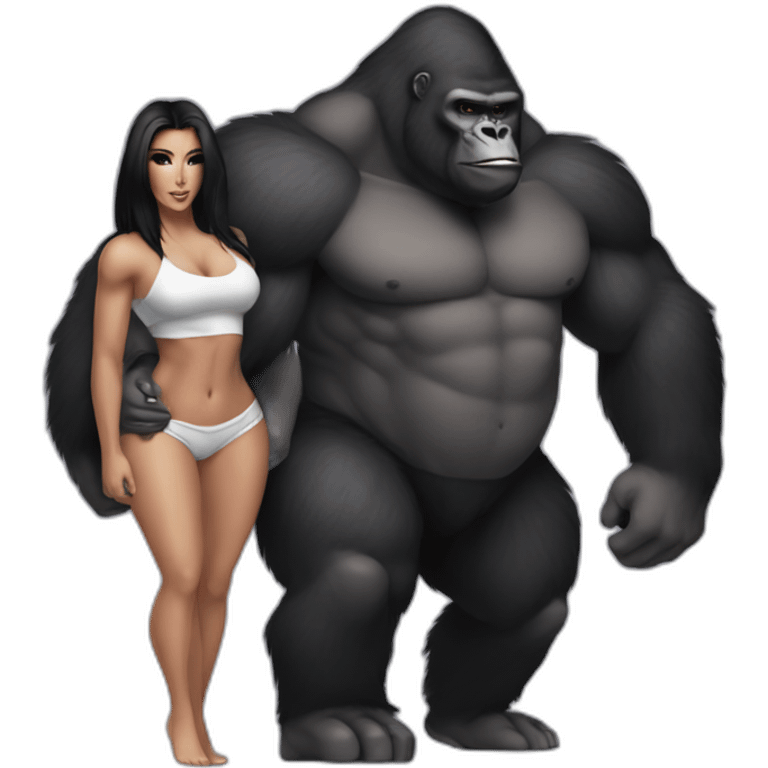 Big Buff Gorilla holding Kim Kardashian from back emoji