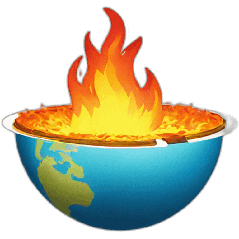 flat earth on fire with paper clip emoji