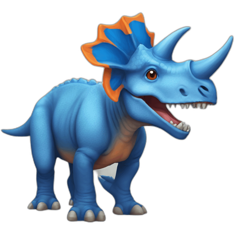 Blue triceratops with orange horns emoji