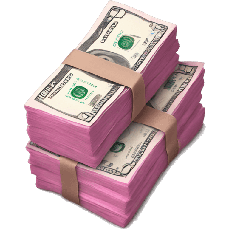 Stack of pink dollar bills emoji