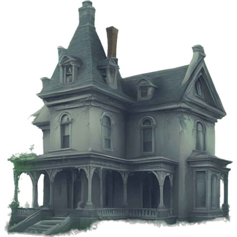 Romantically overgrown Haunting graveyard grass field Victorian mansion emoji