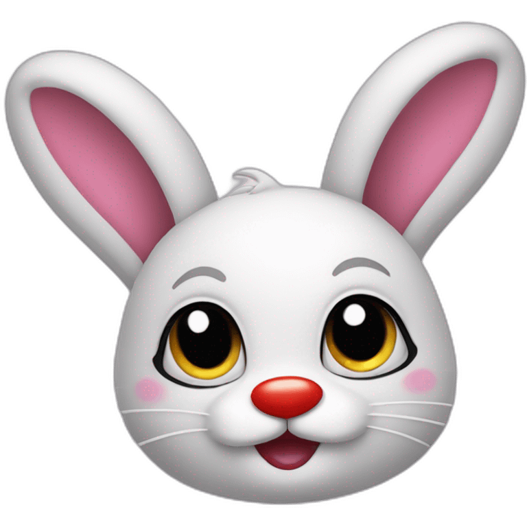 Cute Bunny with clown makeup emoji