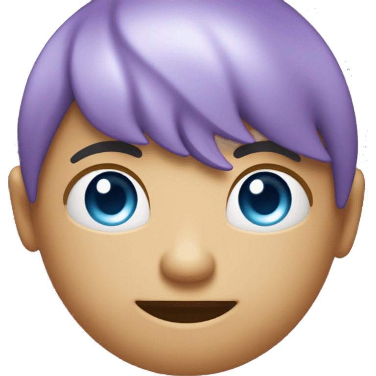 Design an emoji for Oria with a circular face, soft purple-blue gradients, a cheerful smile, sparkly eyes, and a glowing halo or orbiting dots. Add a stylized “O” and subtle circuit patterns to reflect its AI-powered identity. emoji