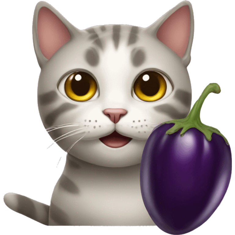 Cat with a eggplant emoji