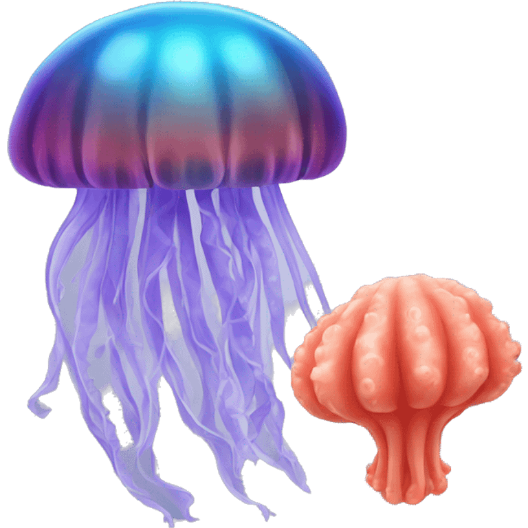 Jellyfish and coral emoji