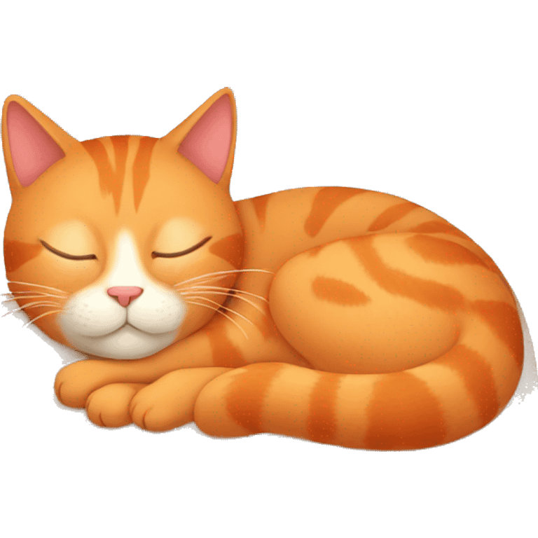 Red cat sleeps curled up in a ball emoji