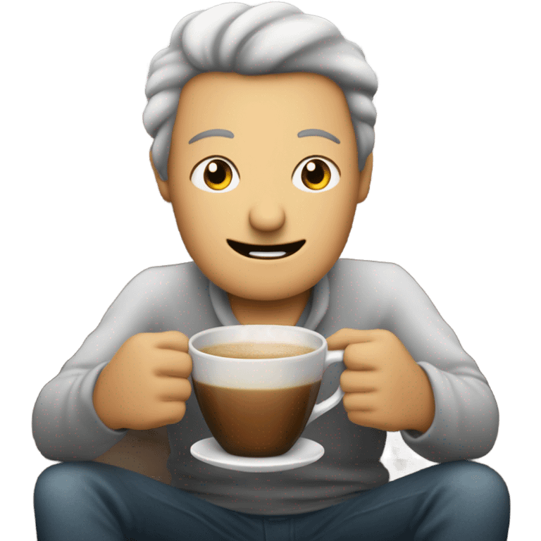 Drinking coffee on a snowy day while relaxing on the couch emoji