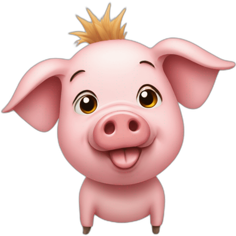 Pig with air style Mohawk  emoji