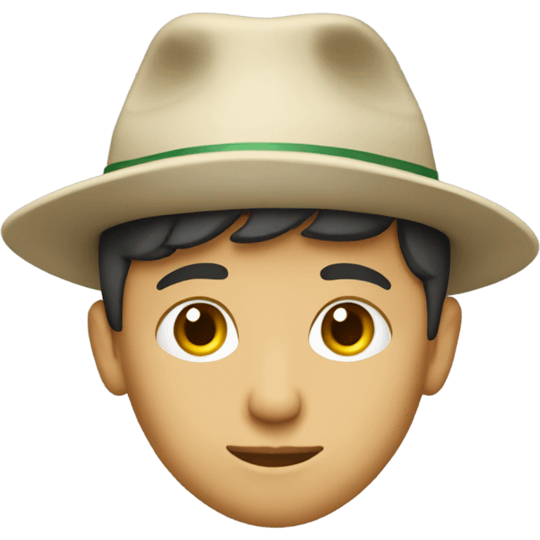 light skinned italian boy with wearing a hat on his laptop emoji