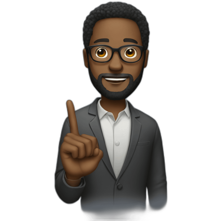 Black man with glasses with a beard that makes a finger of honor emoji