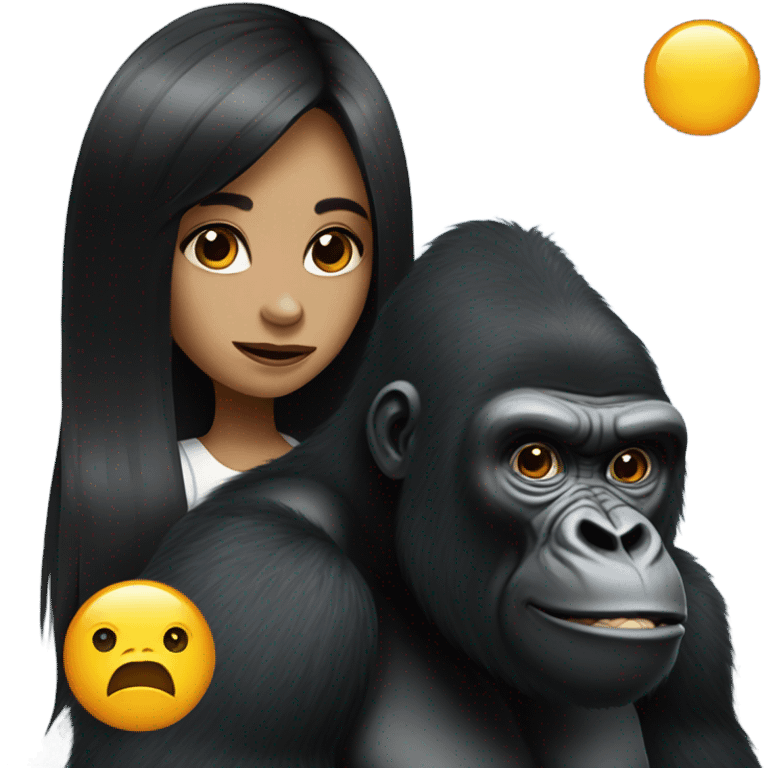 Gorilla with black hair girl emoji