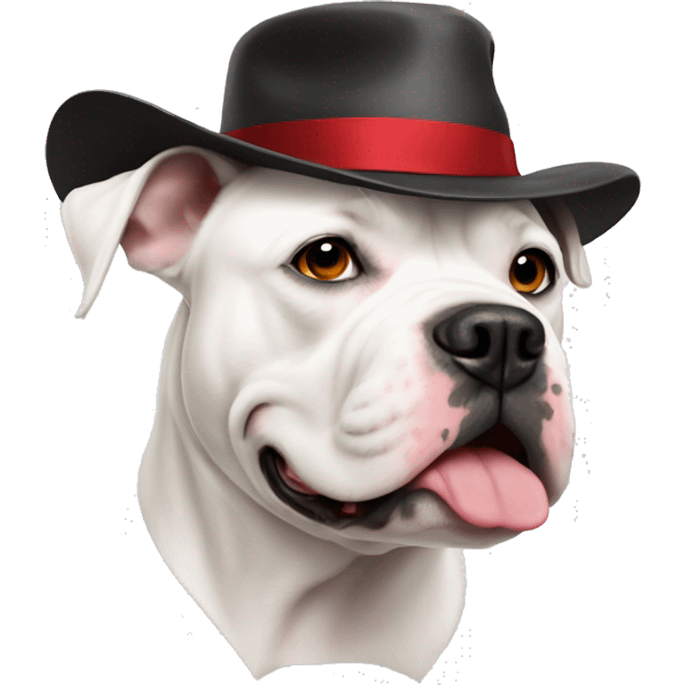 White American bulldog with classe hat  emoji