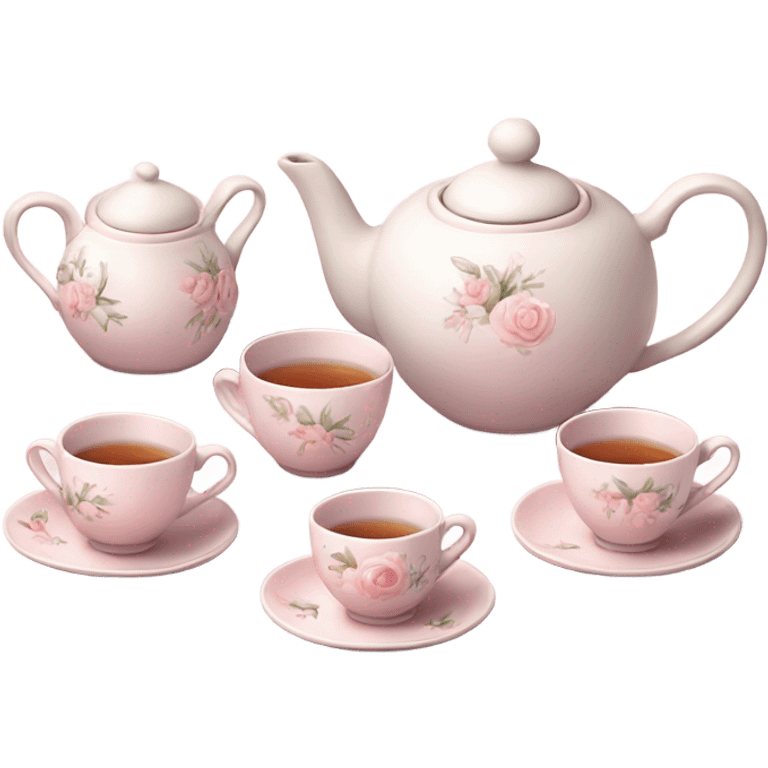 Pastel pink and white tea set emoji