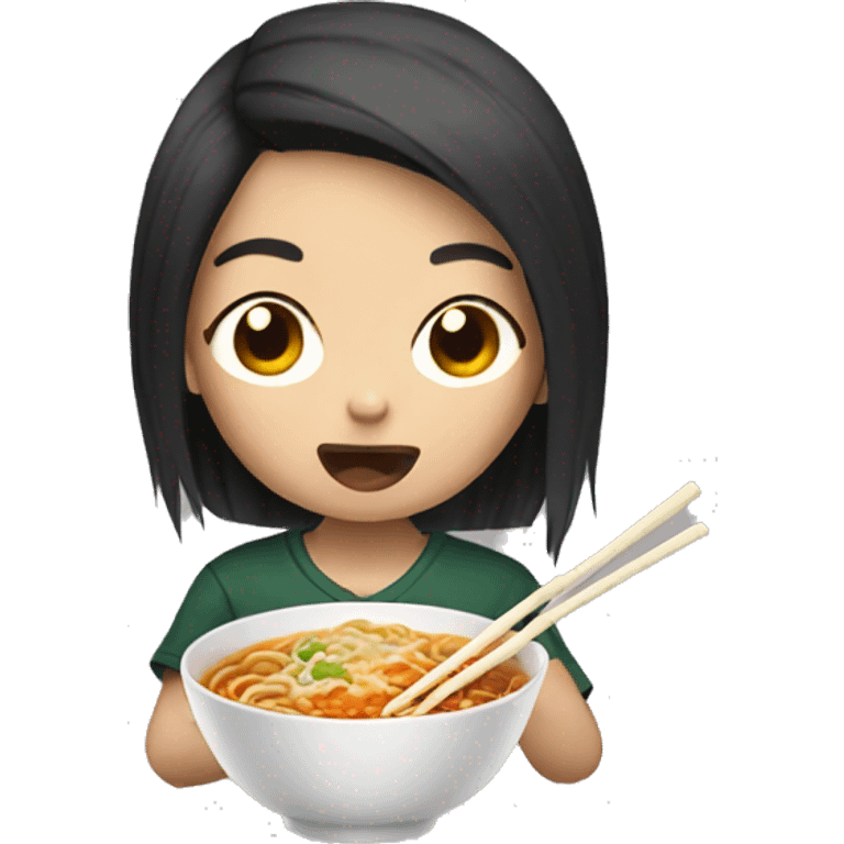 Asian with tattoos eating ramen emoji