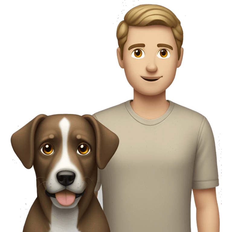 Pale brunette man with dog emoji