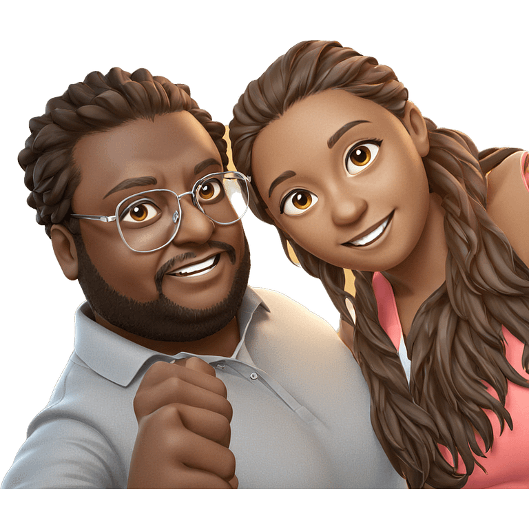 smiling girl with dark-skinned male emoji