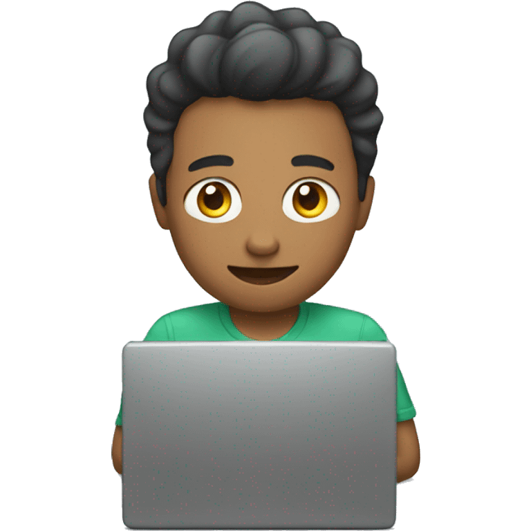 Guy using computer emoji