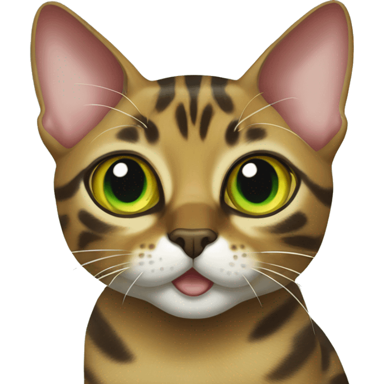  green-eyed bengal cat has a small yellow bow emoji