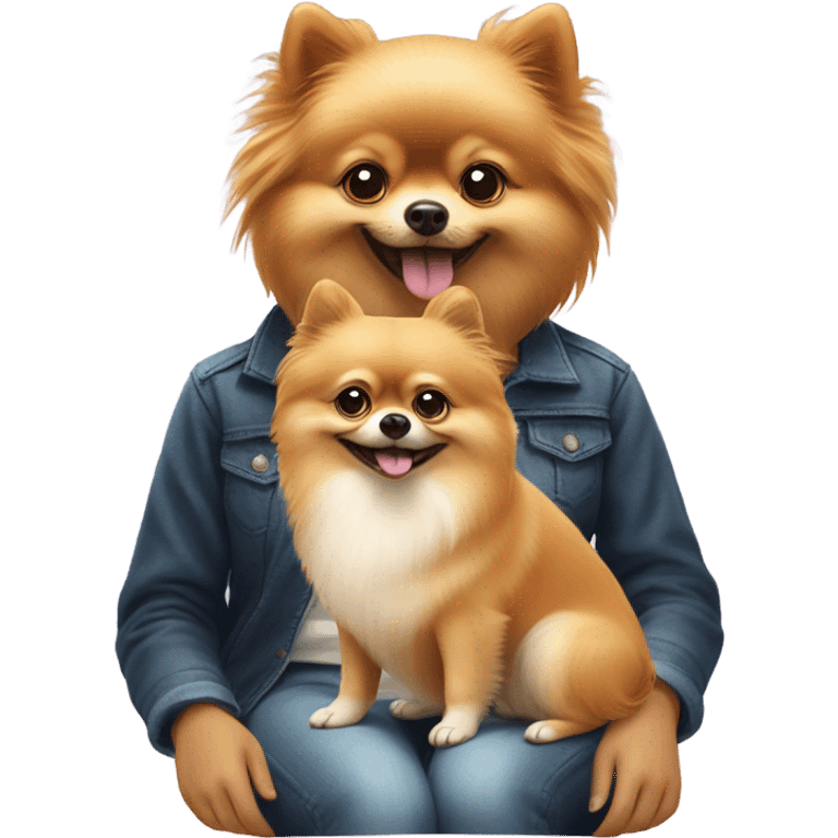  Pomeranian dog with girl  emoji