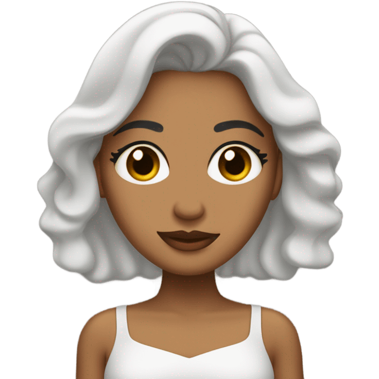 Mujer morena con cabello ondulado negro y ojos cafés  emoji