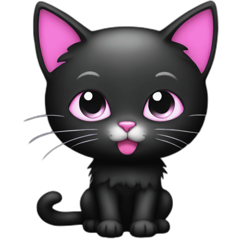 emo cat black pink emoji