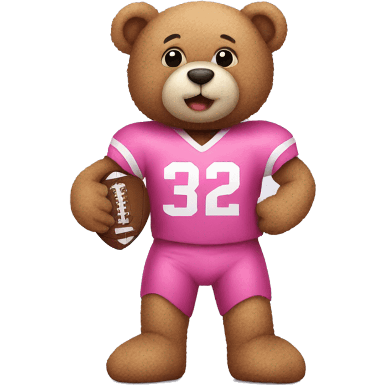 pink teddy bear with a football ball emoji