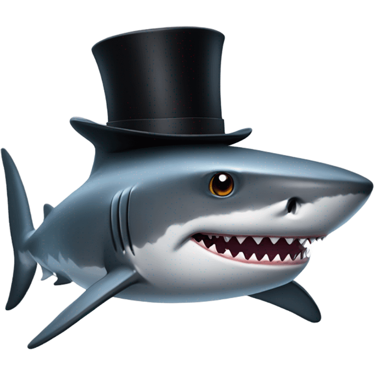 Shark with a top hat emoji