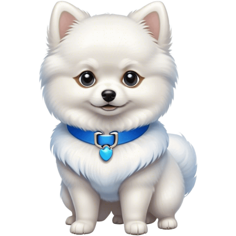 Bright White Pomeranian blue collar stance emoji