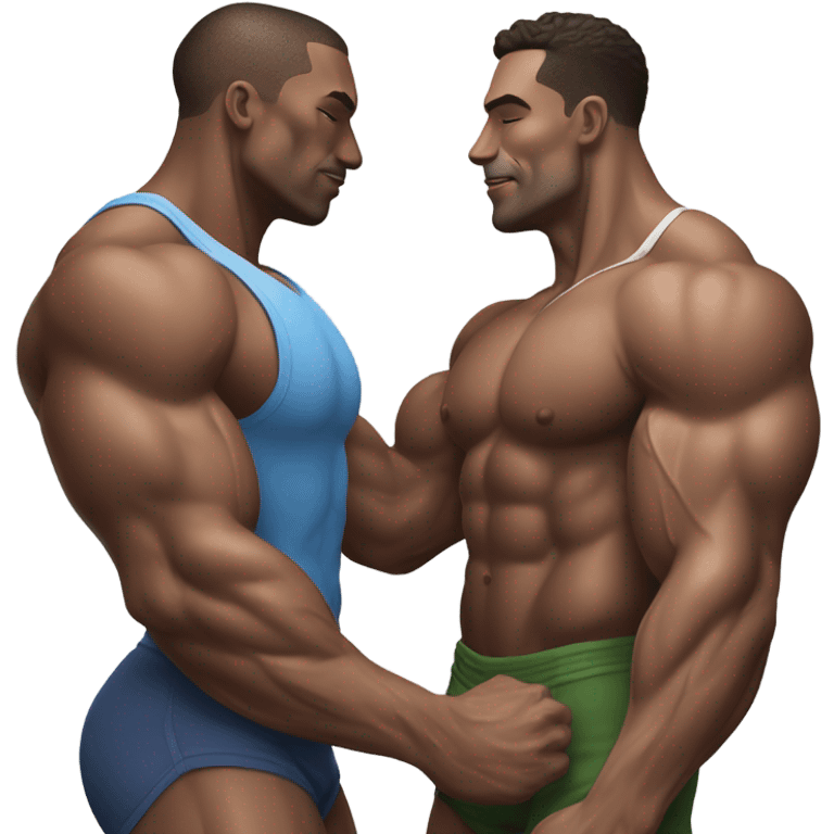 Two male bodybuilders kissing  emoji