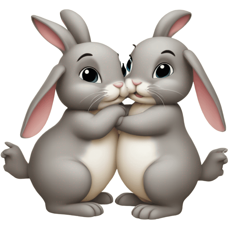 kissing and hugging bunnies emoji