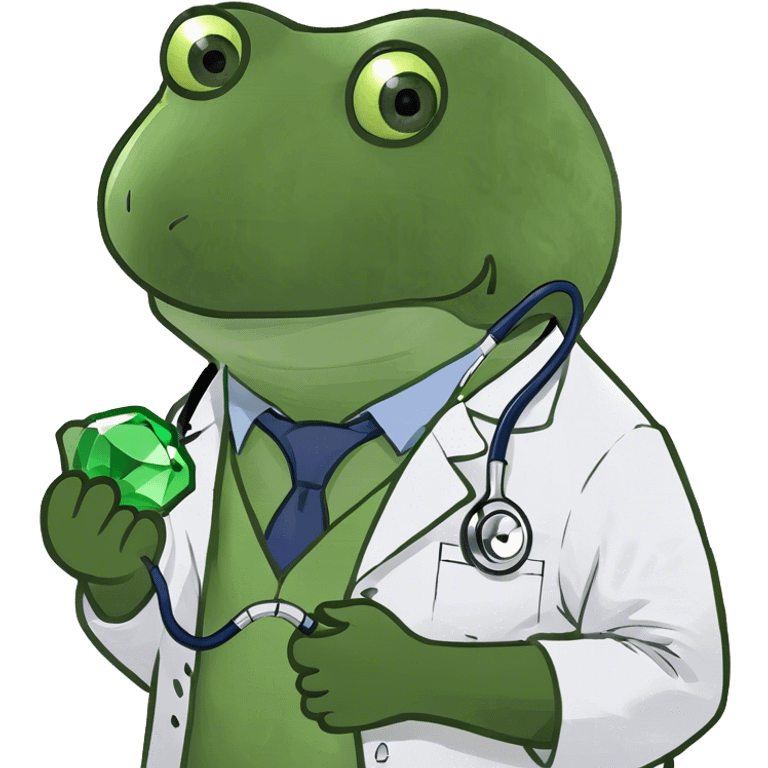 doctor bufo holding a green gem emoji