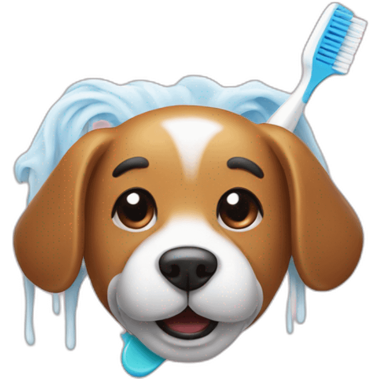 dog head and toothbrush on the side emoji