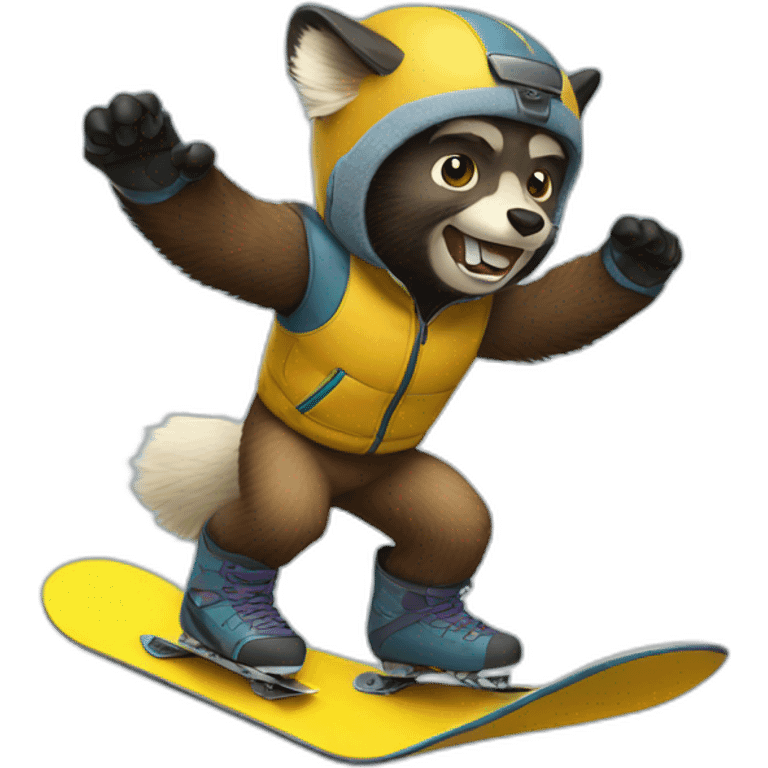 animal wolverine snowboarding emoji