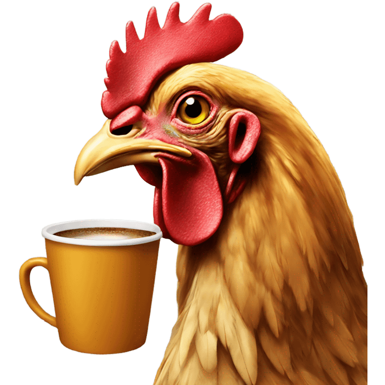 Chicken drinking coffee emoji