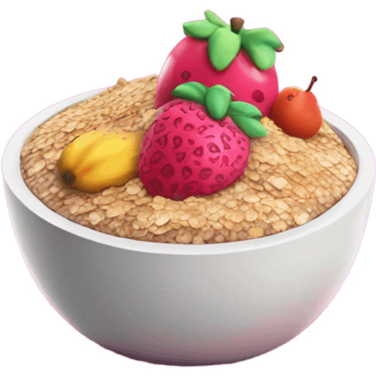 Hot pink oatmeal with fruit and glitter emoji