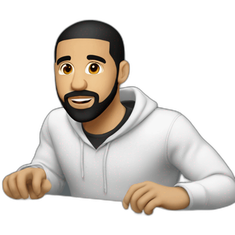 Drake is working at the computer emoji