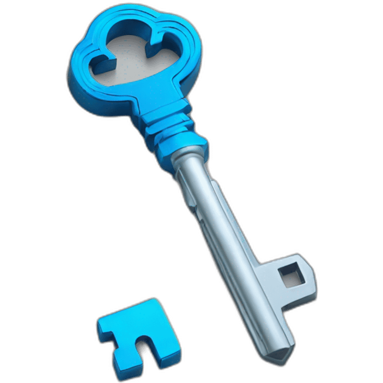 cyber silver metal key with blue rim light emoji