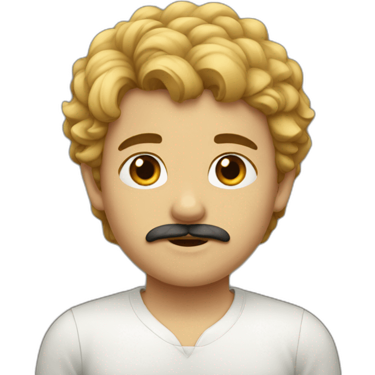 A boy with dark eyes,hair and mustache emoji