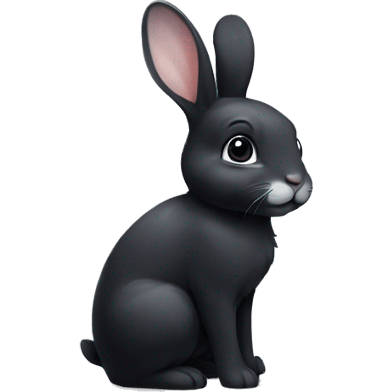 cute black bunny with little white bow at the right ear emoji