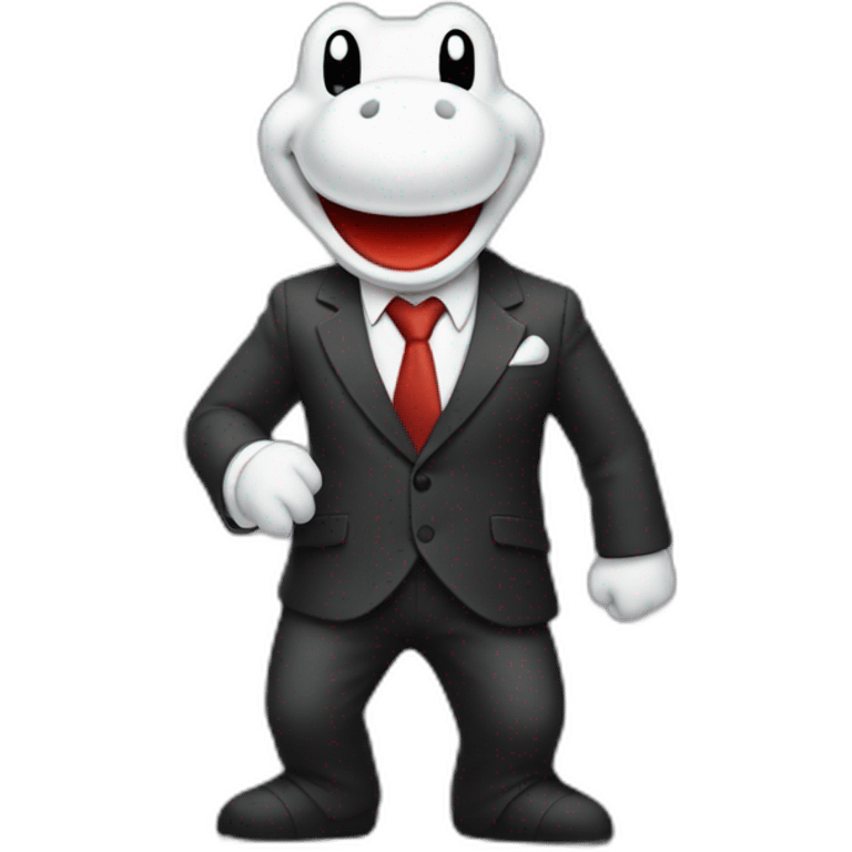 Yoshi is wearing a suit emoji