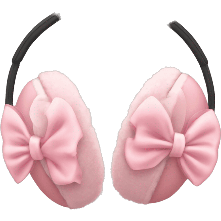 create a light pink pair of earmuffs with small bows on either side emoji