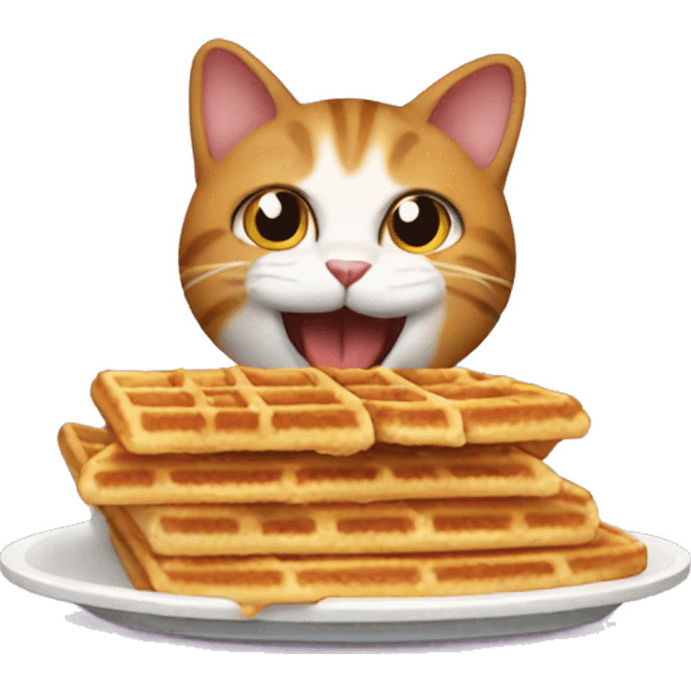 Cat eating waffles emoji